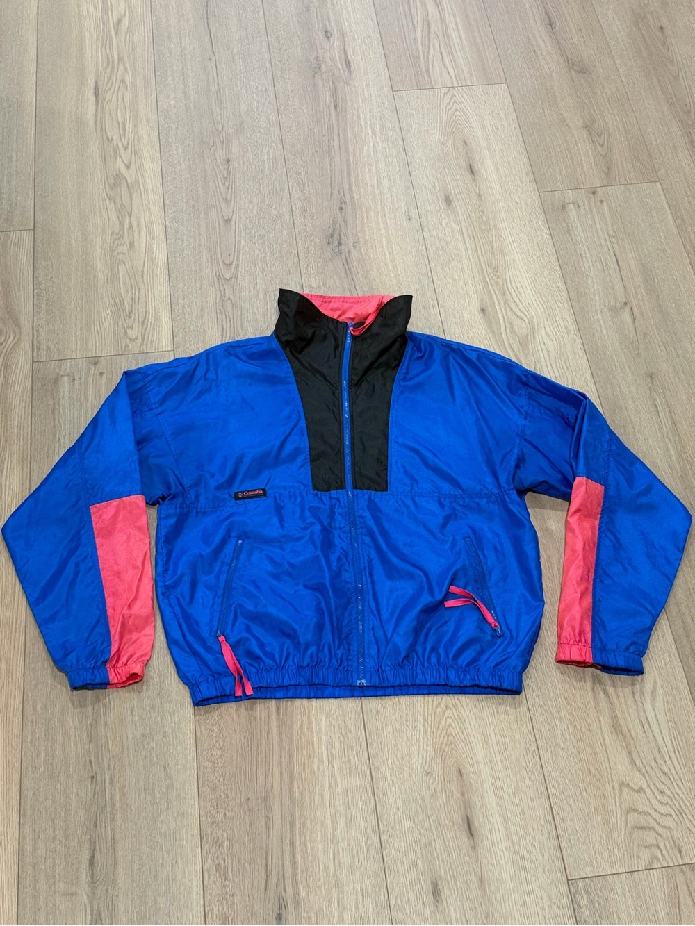 Columbia Blue and Pink Windbreaker with Black Chest Panel